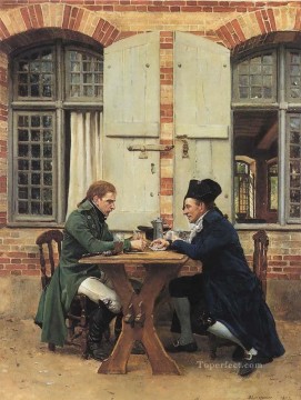  Ernest Canvas - The Card Players 1872 classicist Jean Louis Ernest Meissonier